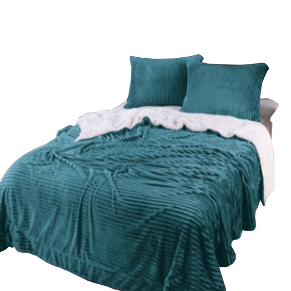Stripe Flannel Sherpa Blanket King Blankets