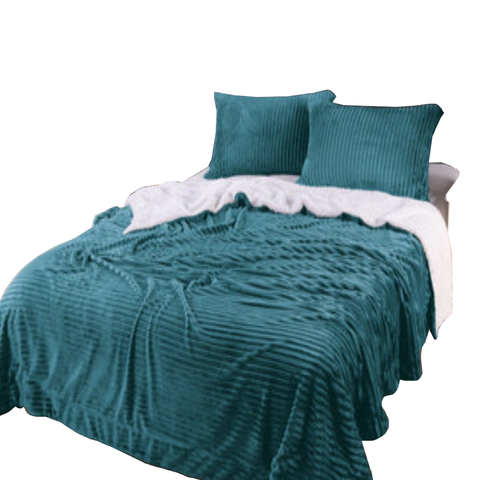 Stripe Flannel Sherpa Blanket King Blankets