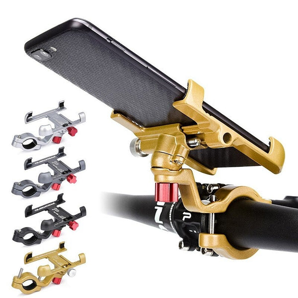 Strong Aluminum Alloy Bike Phone Mount Bicycle Motorcycle Holder Gold