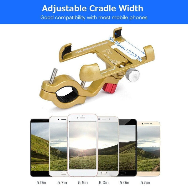 Strong Aluminum Alloy Bike Phone Mount Bicycle Motorcycle Holder Gold Mounts & Holders