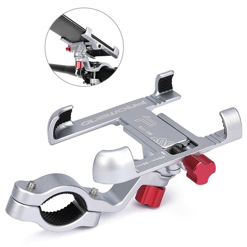 Bike Phone Mount Strong Aluminum Alloy Bicycle Motorcycle Holder Cycling Silver Mounts & Holders