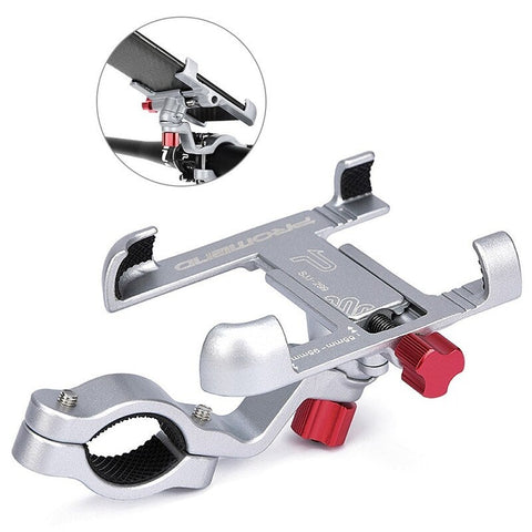 Bike Phone Mount Strong Aluminum Alloy Bicycle Motorcycle Holder Cycling Silver