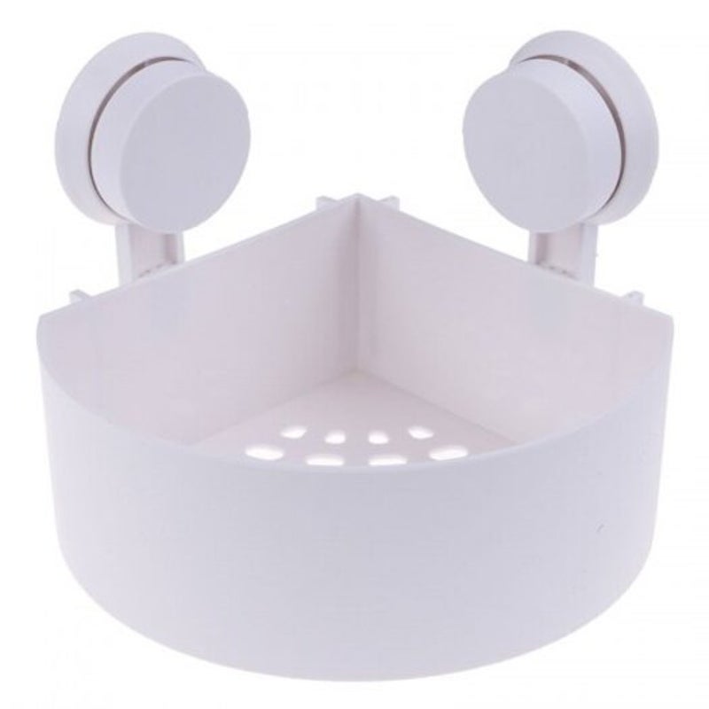 Strong Suction Cup Corner Shelf Washroom Bathroom Tiles Triangle Hanging Rack White Shelves