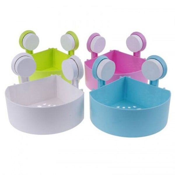 Strong Suction Cup Corner Shelf Washroom Bathroom Tiles Triangle Hanging Rack White Shelves
