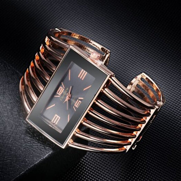 Veile Studios Stylish Bracelet Watch Women Rose Gold Quartz Rectangle Dial Clock For Lady Girls White Watches