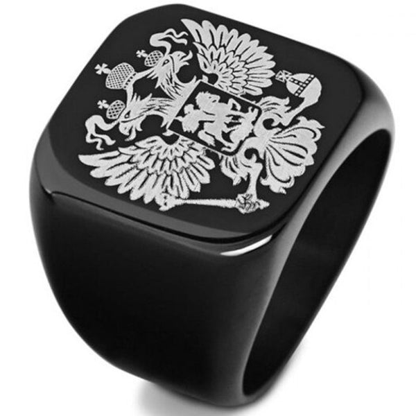 Stylish Double Headed Eagle Stainless Ring Black 7