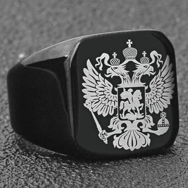 Stylish Double Headed Eagle Stainless Ring Black 7