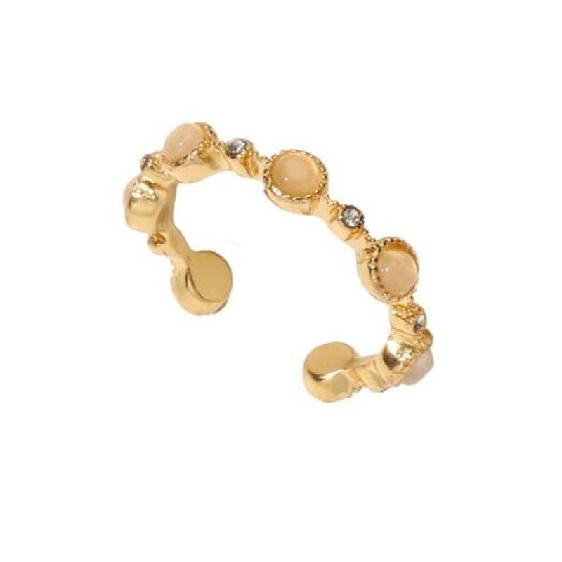 Veile Studios Stylish Gold Round Agate Stone Ring 1Pc Rings