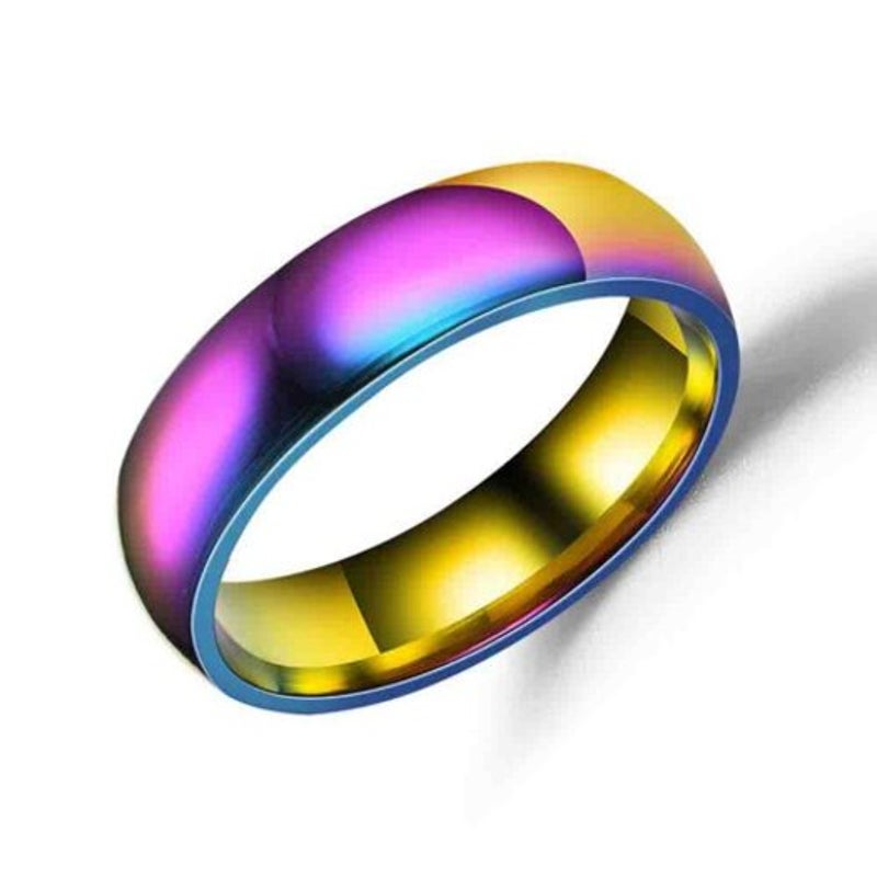 Veile Studios Stylish High Quality Classic Men And Women Rainbow Colorful Titanium Steel Couple Colours 11 Rings