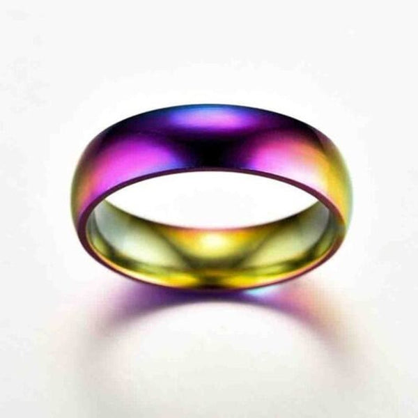 Veile Studios Stylish High Quality Classic Men And Women Rainbow Colorful Titanium Steel Couple Colours 11 Rings