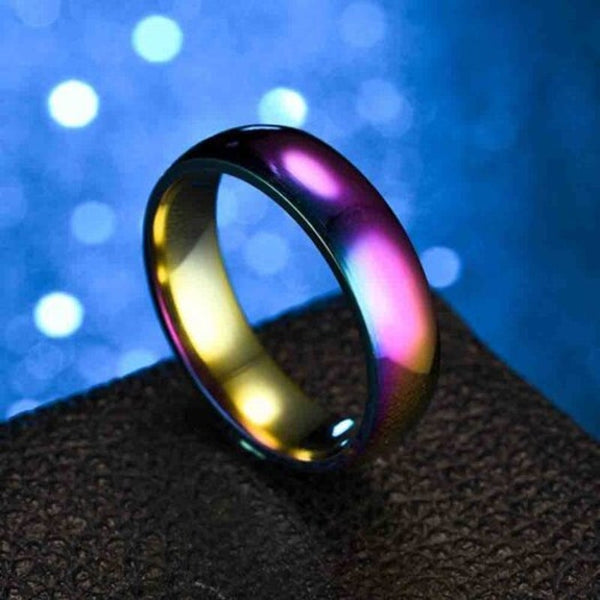 Veile Studios Stylish High Quality Classic Men And Women Rainbow Colorful Titanium Steel Couple Colours 11 Rings