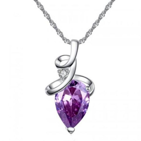 Veile Studios Stylish Intimate Heart Shape Design Necklace Purple Necklaces & Pendants