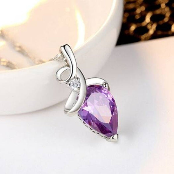Veile Studios Stylish Intimate Heart Shape Design Necklace Purple Necklaces & Pendants