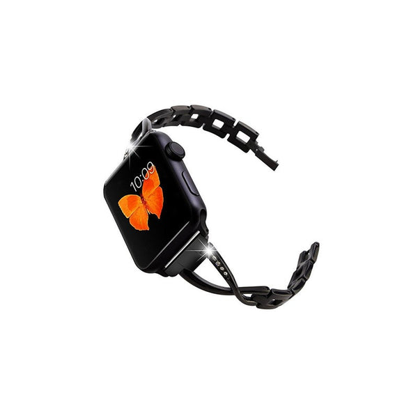 Stylish Metal X Shaped Shiny Watch With Steel Strap For Apple Iwatch 5 4 3 2 1 Watch Bands