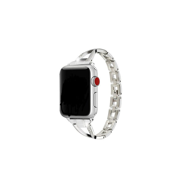 Stylish Metal X Shaped Shiny Watch With Steel Strap For Apple Iwatch 5 4 3 2 1 Watch Bands