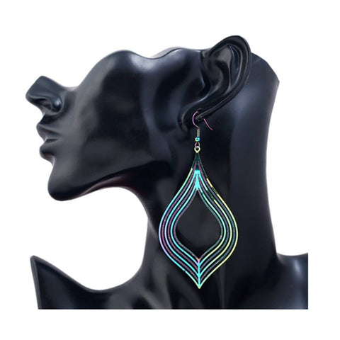 Veile Studios Stylish Retro Style Colorful Computer Films Hollow Diamond Long Drop Earrings