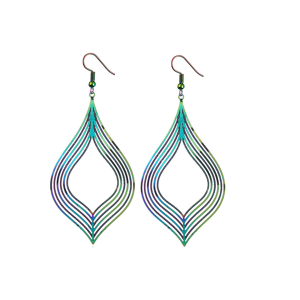 Veile Studios Stylish Retro Style Colorful Computer Films Hollow Diamond Long Drop Earrings