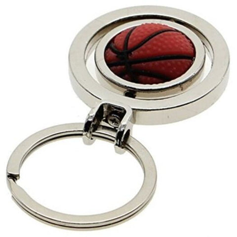 Stylish Silver 3D Basketball Keyring Keychain Charm Metal Ring Cranberry