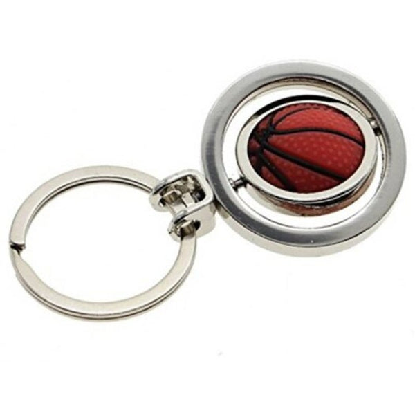 Stylish Silver 3D Basketball Keyring Keychain Charm Metal Ring Cranberry