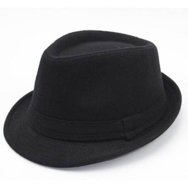 Stylish Simple Solid Color Felt Fedora For Men Black Hats
