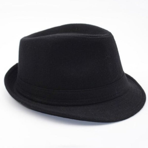 Stylish Simple Solid Color Felt Fedora For Men Black Hats