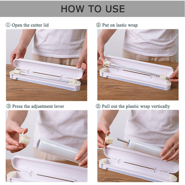 Suction Cup White Plastic Wrap Cutter Kitchen Tools Cling Film Foil & Food Wraps