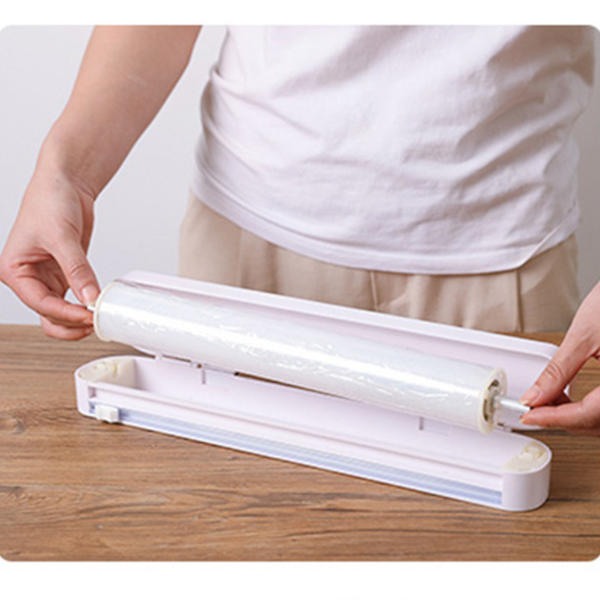Suction Cup White Plastic Wrap Cutter Kitchen Tools Cling Film Foil & Food Wraps