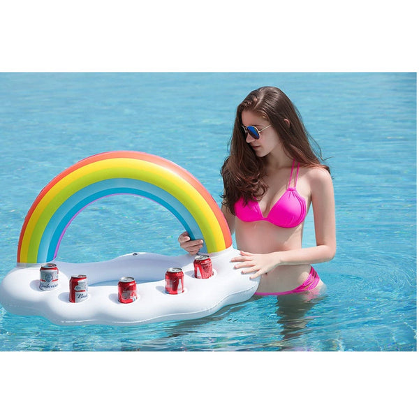 Summer Party Bucket Rainbow Cloud Cup Holder Inflatable Pool Float Beer Drinking Cooler Table Bar Tray Beach Swimming Ring
