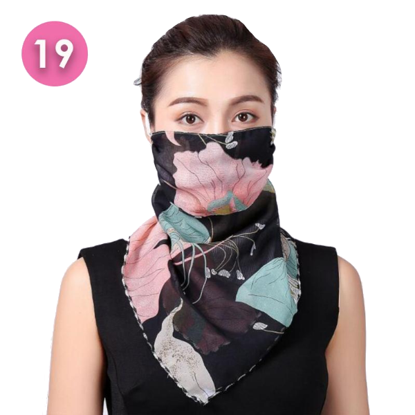 Summer Masks Flower Printed Women's Large Neck Guard Sun Protection Scarf Scarves & Wraps