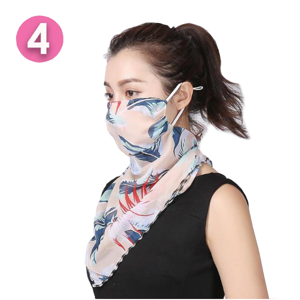 Summer Masks Flower Printed Women's Large Neck Guard Sun Protection Scarf Scarves & Wraps