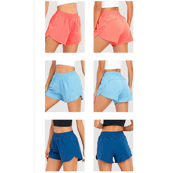 Summer Sports Shorts With Zipper Pockets Breathable Loose Outdoor Running Pants For Women Activewear Shorts