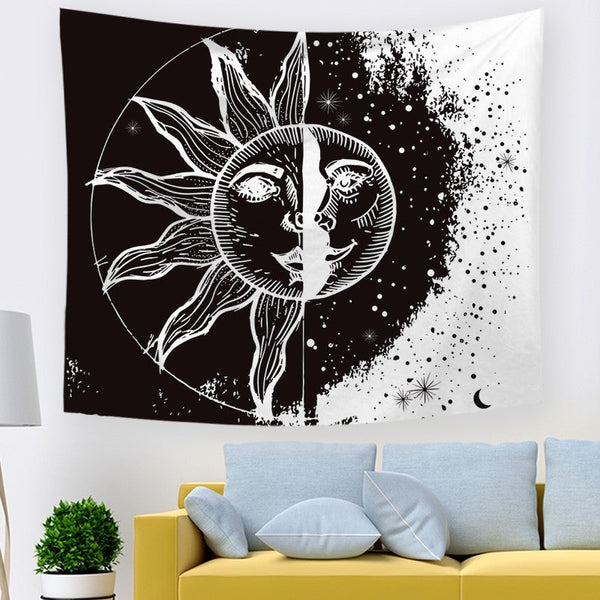 Moon On Wall Tapestry Tapestries