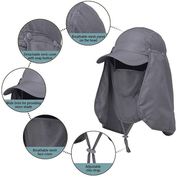 Hats Headwear Sun Fishing With Face Masks Outdoor Windproof Neck Dark Grey Hats & Headwear