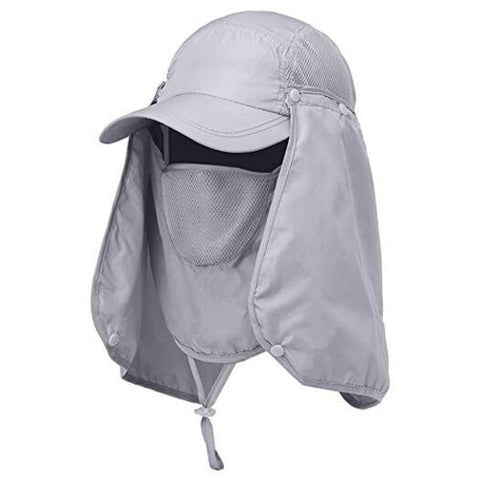 Hats Headwear Sun Fishing With Face Masks Outdoor Windproof Neck Grey