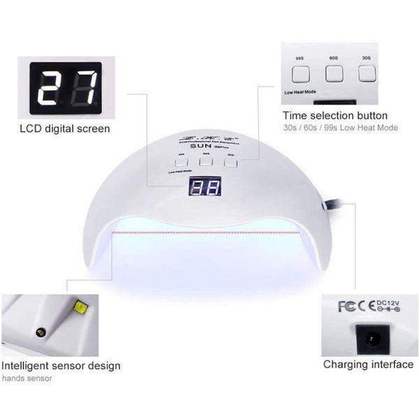 Sun Uv Led Nail Lamplke Dryer 40W Gel Polish Light With 3 Timers Professional Art Tools Accessories White Nail Dryers & Lamps