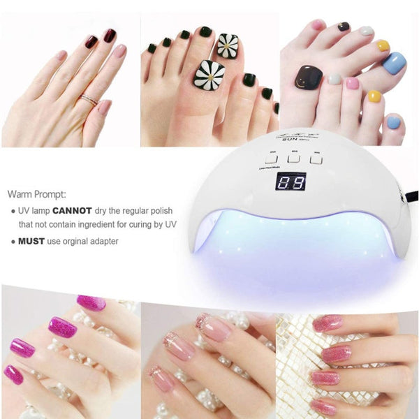 Sun Uv Led Nail Lamplke Dryer 40W Gel Polish Light With 3 Timers Professional Art Tools Accessories White