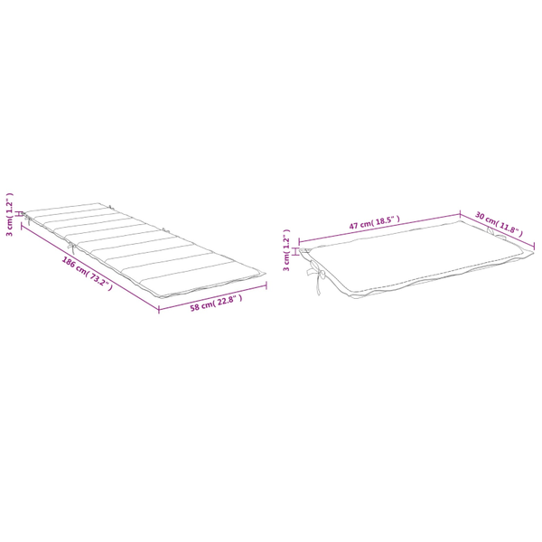 Sun Lounger Cushion Anthracite 186X58x3cm Oxford Fabric Loungers