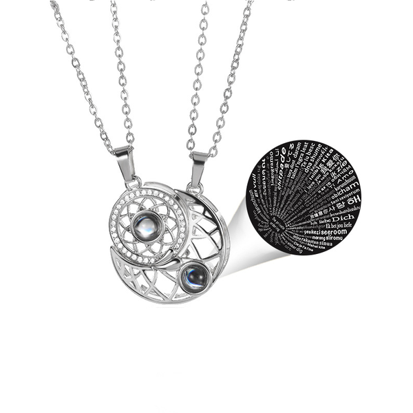 Sun Moon Star Projection Necklace I Love You 100 Languages