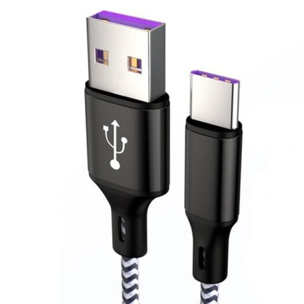 Super Fast Charge 5A Type Braided Charging Cable Purple Cables & Adapters