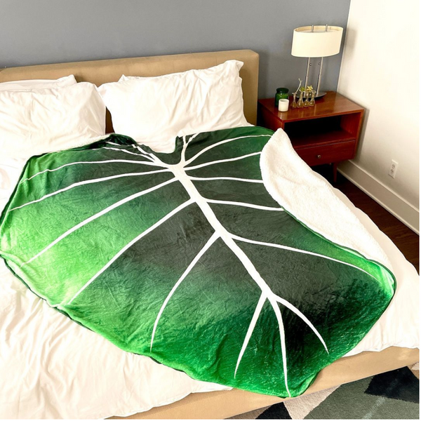 Super Soft Leaf Philodendron Printed Green Leaves Giant Flannel Blanket