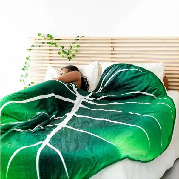 Super Soft Leaf Philodendron Printed Green Leaves Giant Flannel Blanket Blankets