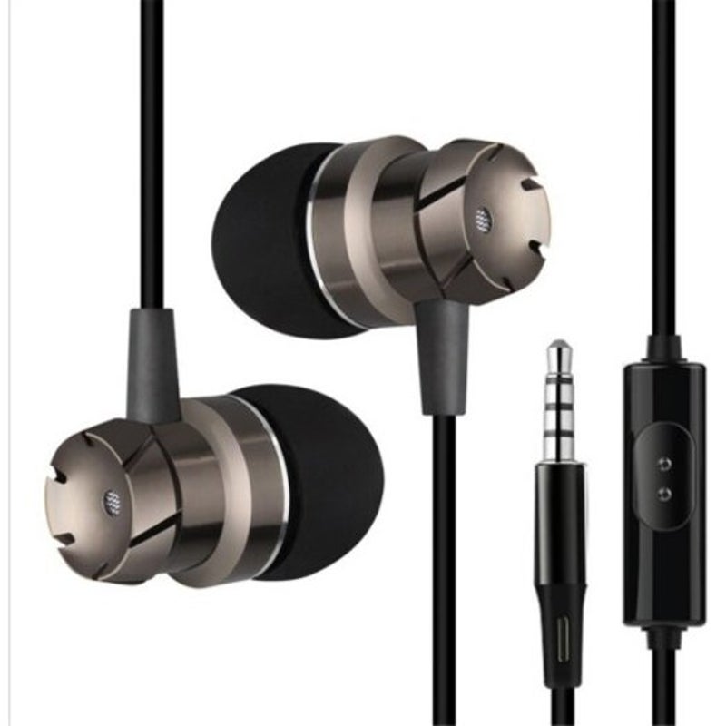 Supper Bass Metal Earbuds Earphone Headphone Microphone Black Wired Earphones