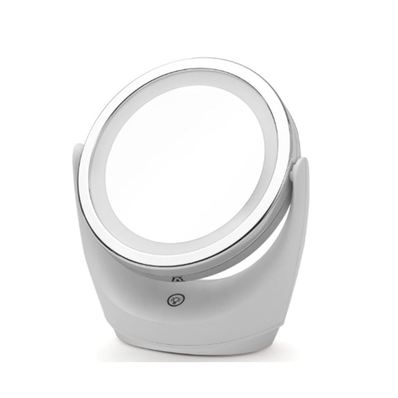 Intelligent Multifunctional Dimmable Led Desktop Switch Touch Rotating Double Sided Mirror Silver Makeup Mirrors