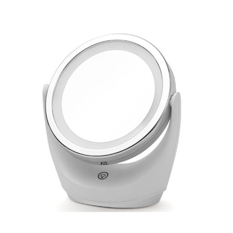 Intelligent Multifunctional Dimmable Led Desktop Switch Touch Rotating Double Sided Mirror Silver Makeup Mirrors