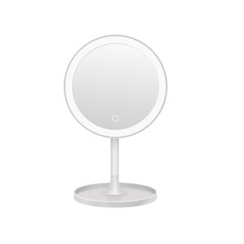 Led Makeup Mirror Desktop Lighted Rechargeable Round Fill Table White Selfie Lights