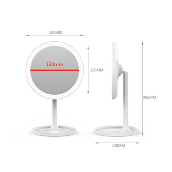 Led Makeup Mirror Desktop Lighted Rechargeable Round Fill Table White