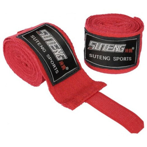 1 Pair Cotton Boxing Handwrap Punching Fighting Bandage Red