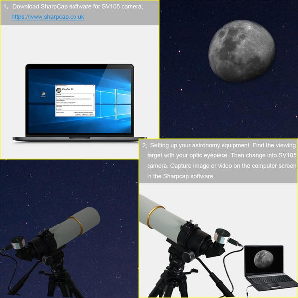 Sv105 2Mp Electronic Eyepiece 1.25 Inch Usb Connection Astronomy Telescope For Astronomical Professional Color Camera Telescope Eyepieces & Lenses