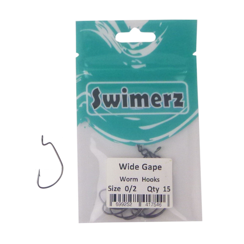 Swimerz 0/2 Wide Gape Worm Hook Black Nickel Qty 15 Hooks