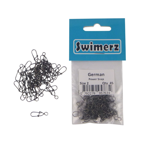 Swimerz German Power Snap Closed Eye Size 2 45 Pack Swivels & Snaps